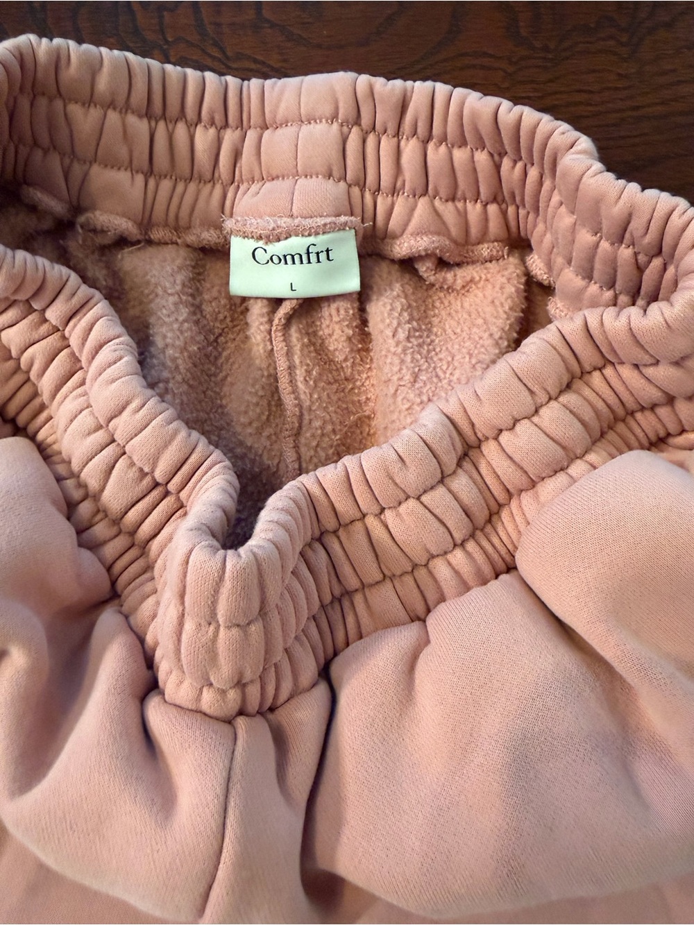 Warm womens Peach Pink Fleece Joggers - Picture 3 of 3